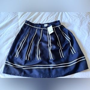 NWOT Molly Bracken Navy Blue/Black/White Striped A-line Skirt